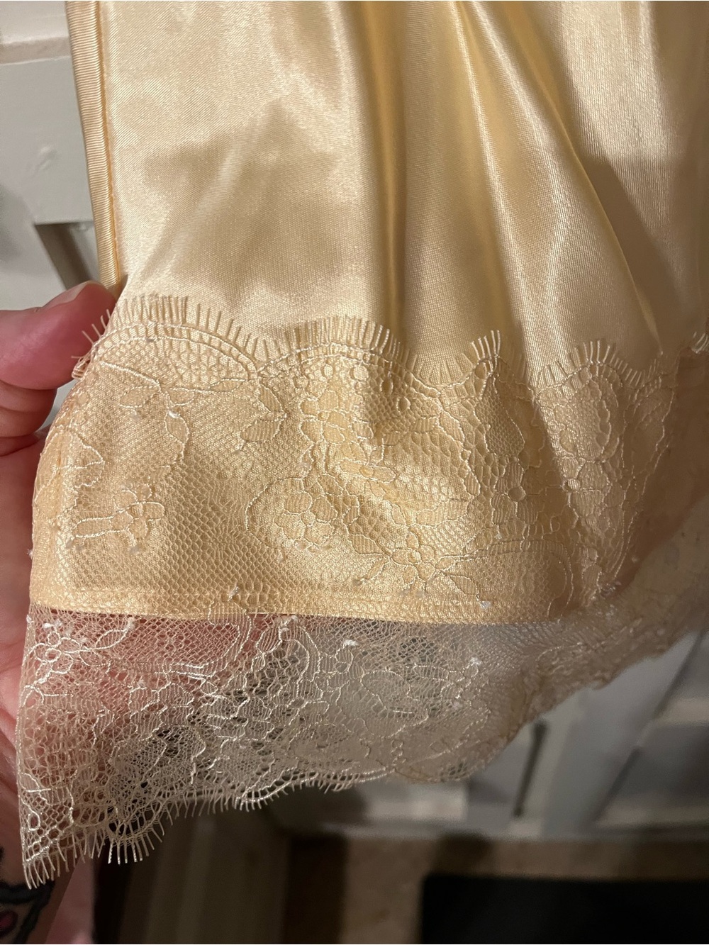 J. Crew Silky Lace Hem Slip Skirt in Pale Yellow - Picture 2 of 4